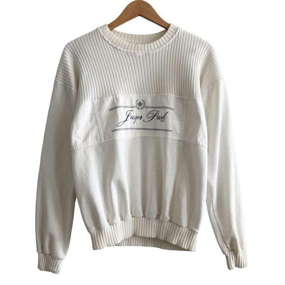 Vintage Sweaters - Vintage Cream Jasper Park Graphic Crewneck Sweatshirt